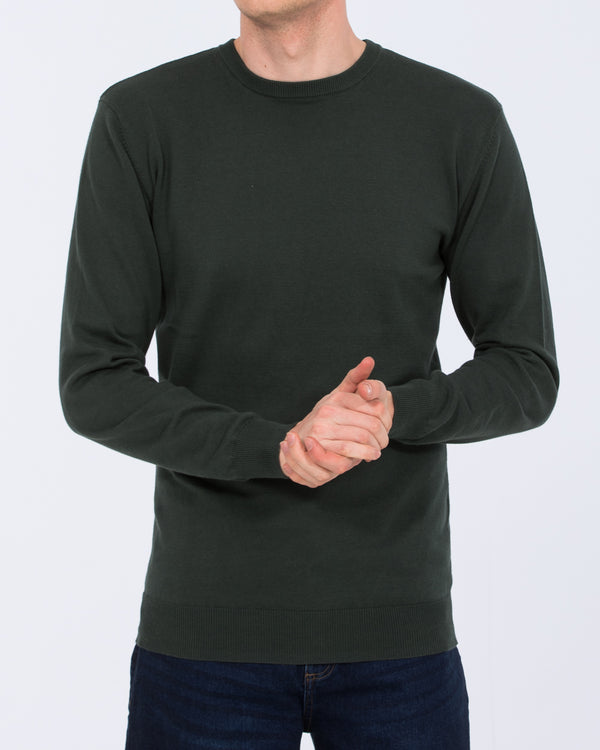 2t Austin Tall Cotton Crew Neck Jumper (bottle green)