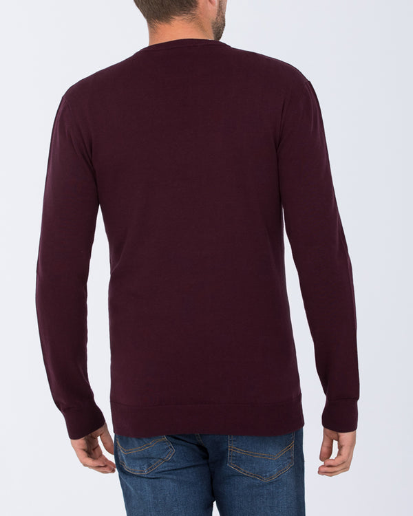 2t Austin Tall Cotton Crew Neck Jumper (burgundy)