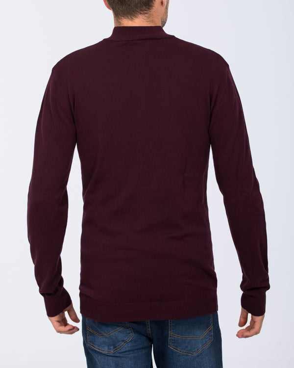 2t Niall Cotton Quarter Zip Tall Jumper (burgundy)