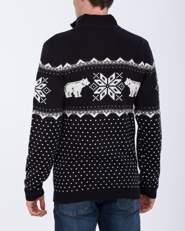 2t Tall Polar Bear Quarter Zip Christmas Jumper (navy)