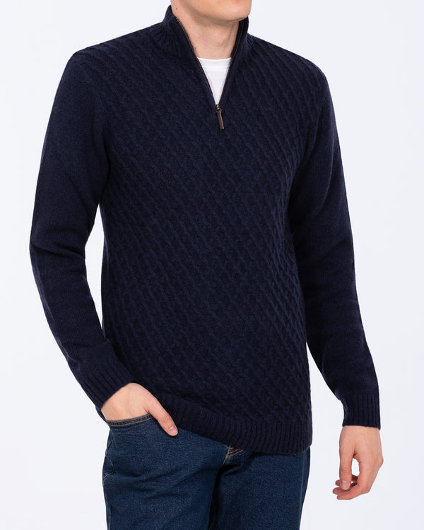 2t Tall Quarter Zip Cable Knit Jumper (navy)