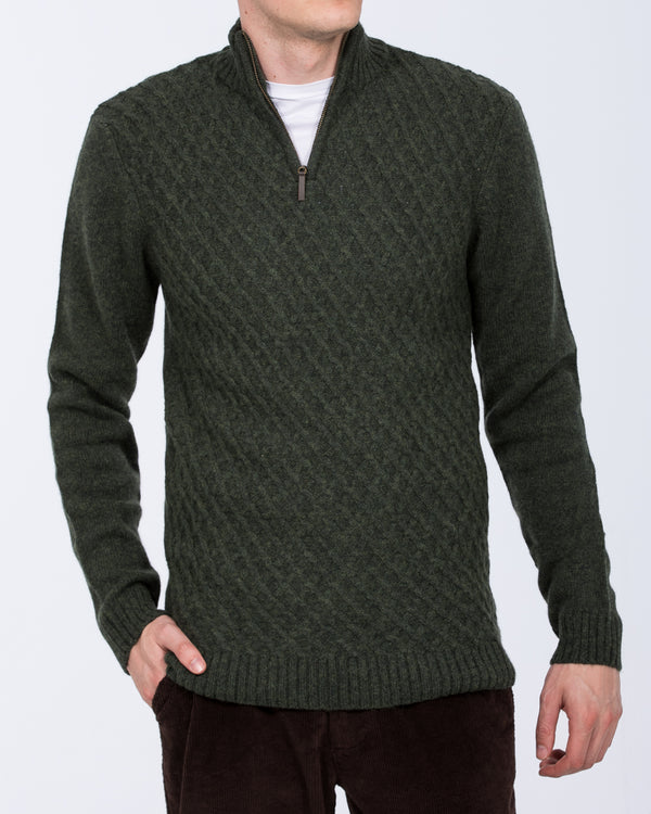 2t Tall Quarter Zip Cable Knit Jumper (forest)