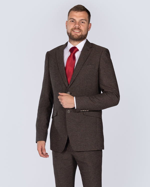 Skopes Jude Skinny Fit Tall Tweed Suit (brown herringbone)