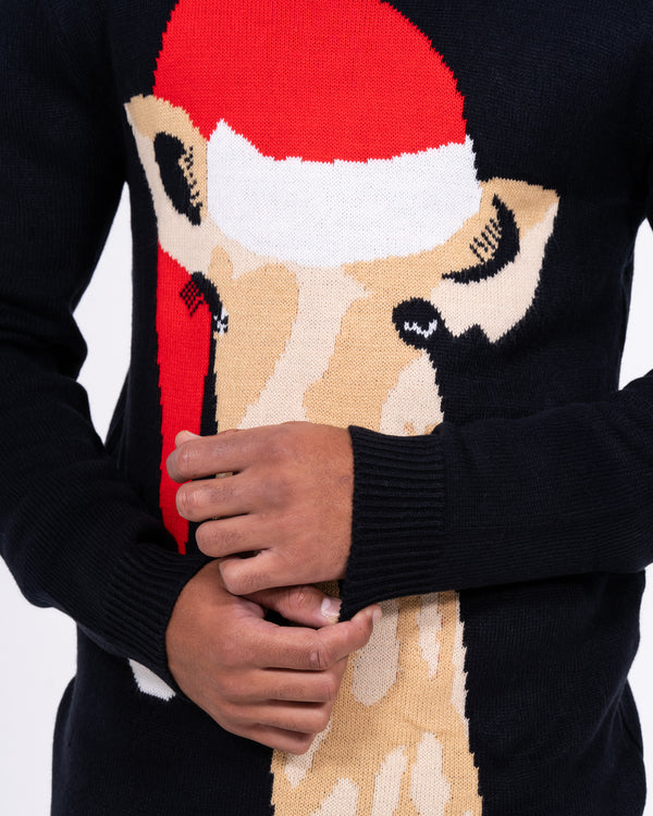 2t Tall Giraffe Crew Neck Christmas Jumper (navy)