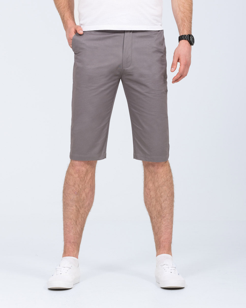 2t Alex Mens Tall Chino Shorts (mid grey) 13 15 Inch Inseam