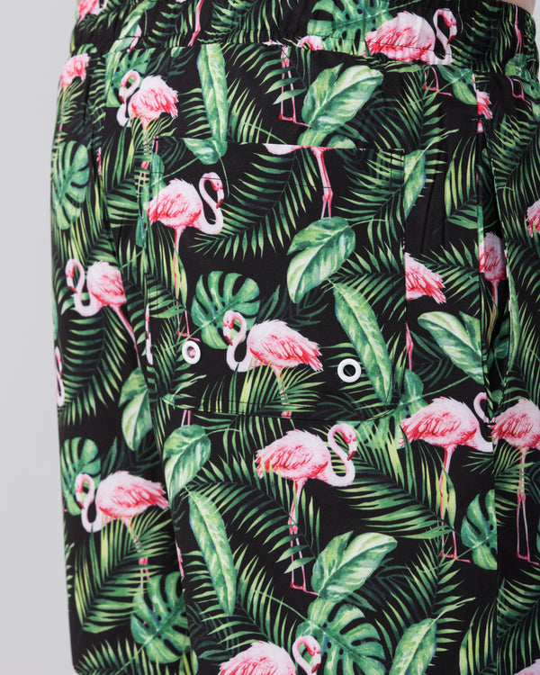 2t Tall Flamingo Print Swim Shorts (black)