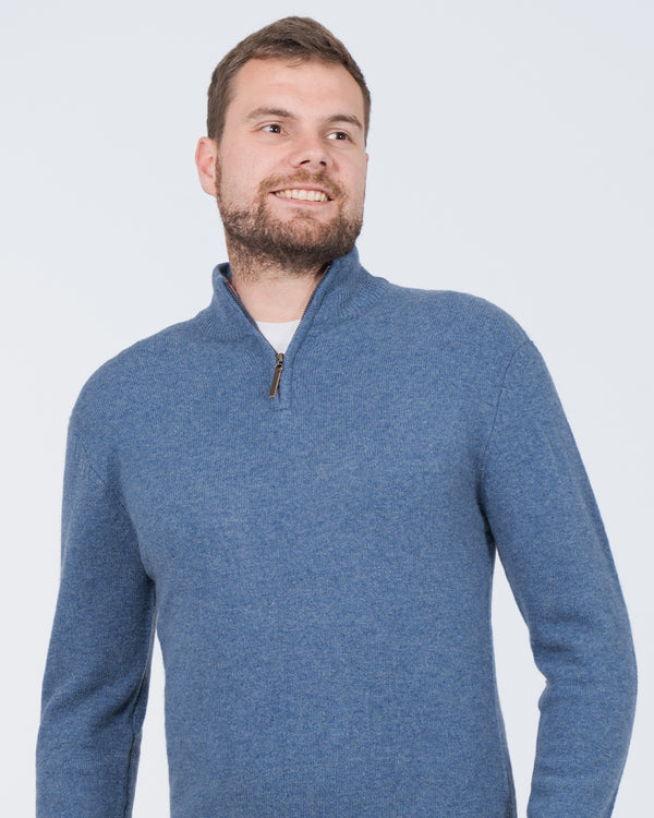 2t Tall Lambswool Quarter Zip Jumper (sapphire)