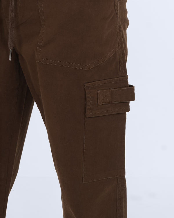 2t Jayden Regular Fit Tall Utility Cargo Trousers (brown)