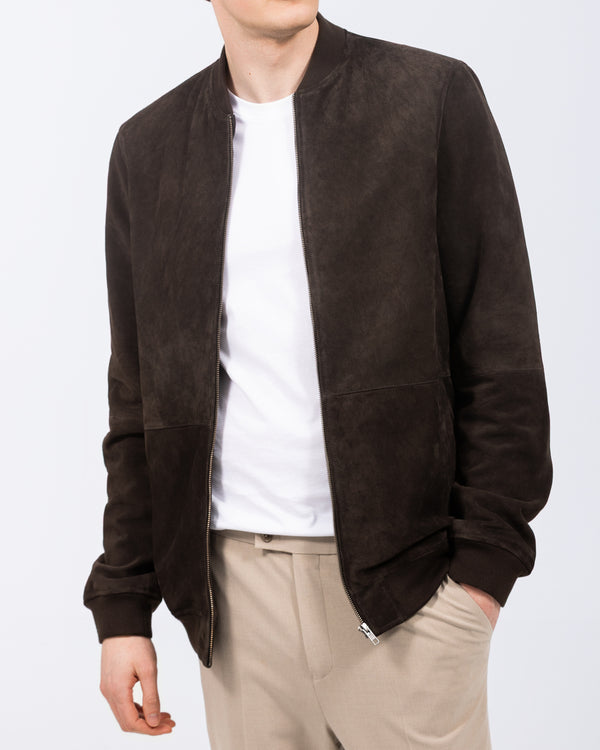 Harry Brown Tall Suede Bomber Jacket (chocolate)