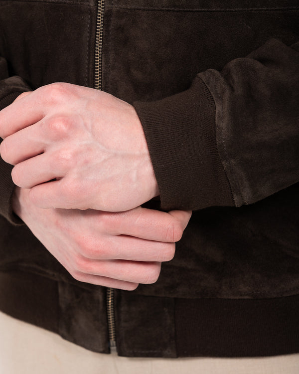 Harry Brown Tall Suede Bomber Jacket (chocolate)