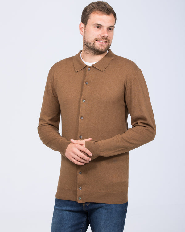 2t Adrian Tall Merino Blend Collar Cardigan (taupe)