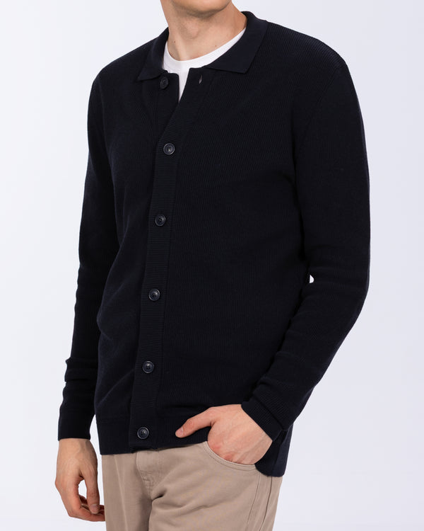 2t Clunie Tall Collar Cotton Cardigan (navy)