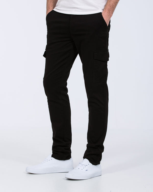 Essentalls Ray Tall Slim Fit Cargo Trousers (black)