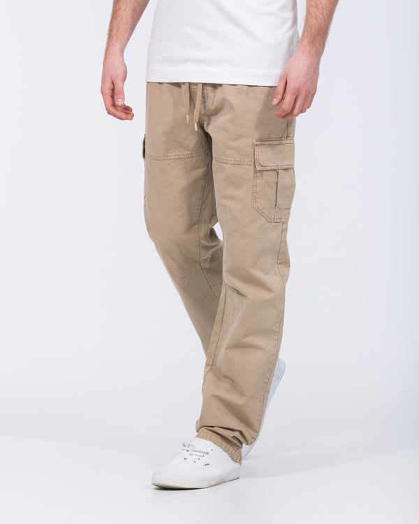 2t Shane Tall Regular Fit Ripstop Cargo Trousers (stone)