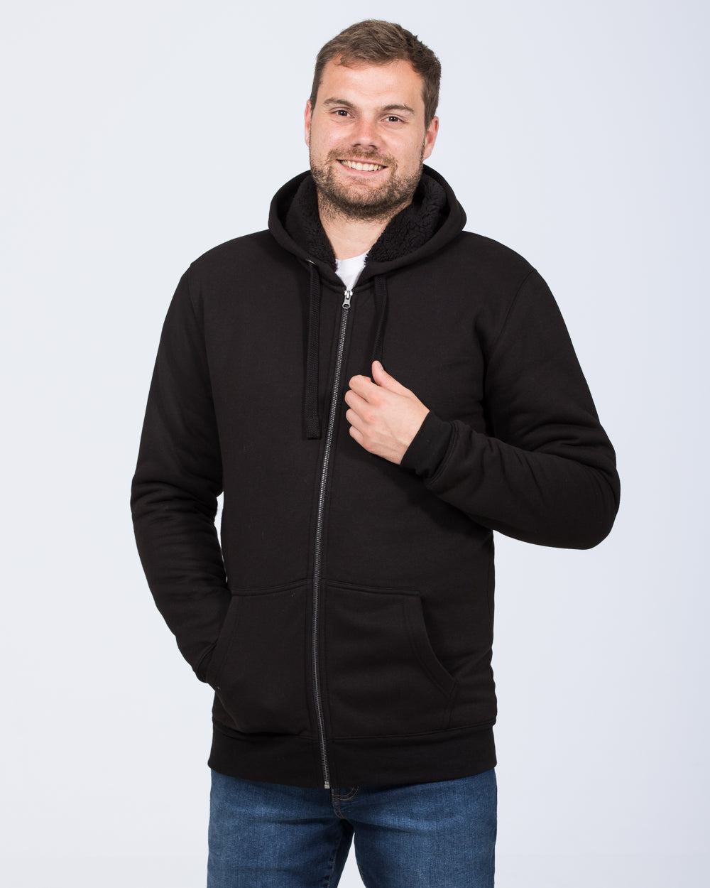 Mens zip up sherpa hoodie best sale