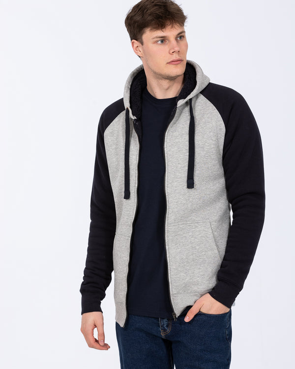 2t Zip Up Raglan Tall Sherpa Hoodie (navy/grey)