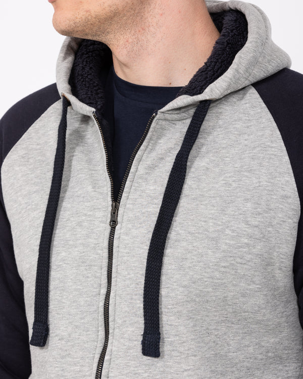 2t Zip Up Raglan Tall Sherpa Hoodie (navy/grey)