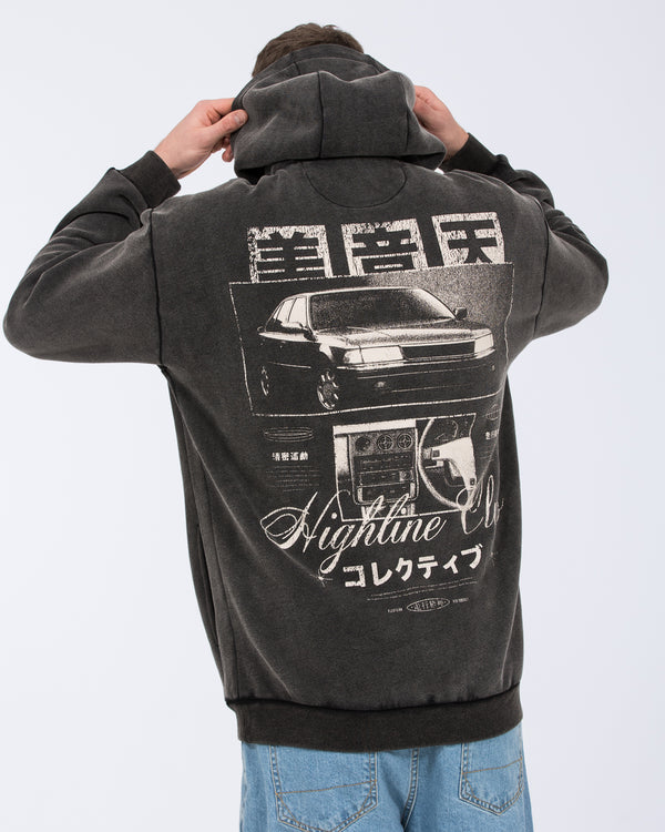 2t Shaun Tall Oversized Printed Hoodie (charcoal)