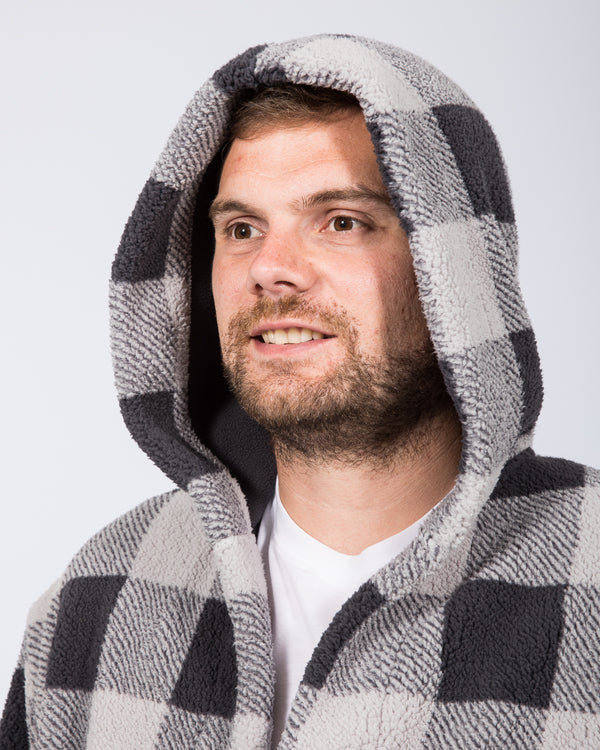 2t Tall Checked Hooded Dressing Gown (charcoal)