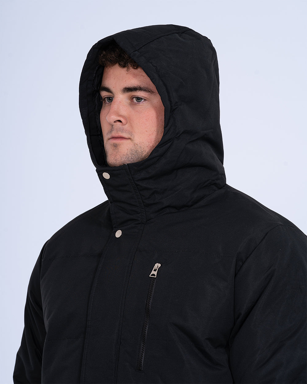 2t Jamie Tall Mens Extra Long Longline Puffer Jacket (black