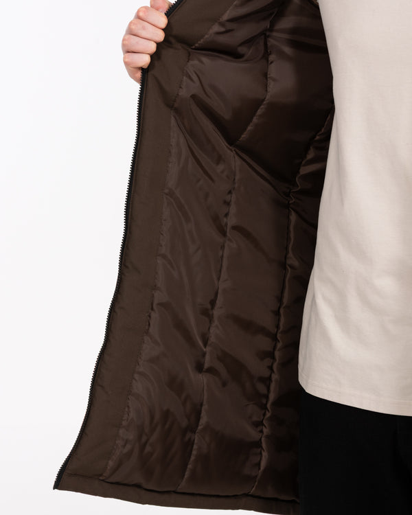 2t Nikki Padded Tall Longline Mac (brown)