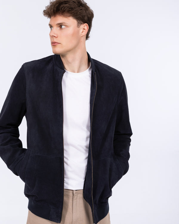 Harry Brown Tall Suede Bomber Jacket (navy)