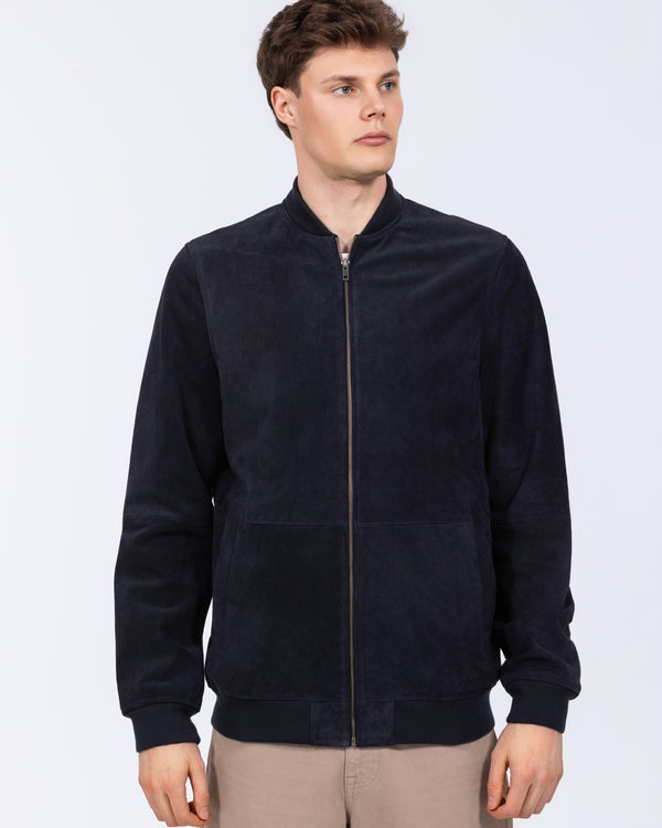 Harry Brown Tall Suede Bomber Jacket (navy)