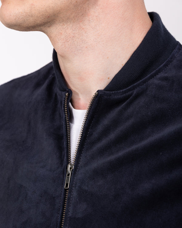 Harry Brown Tall Suede Bomber Jacket (navy)