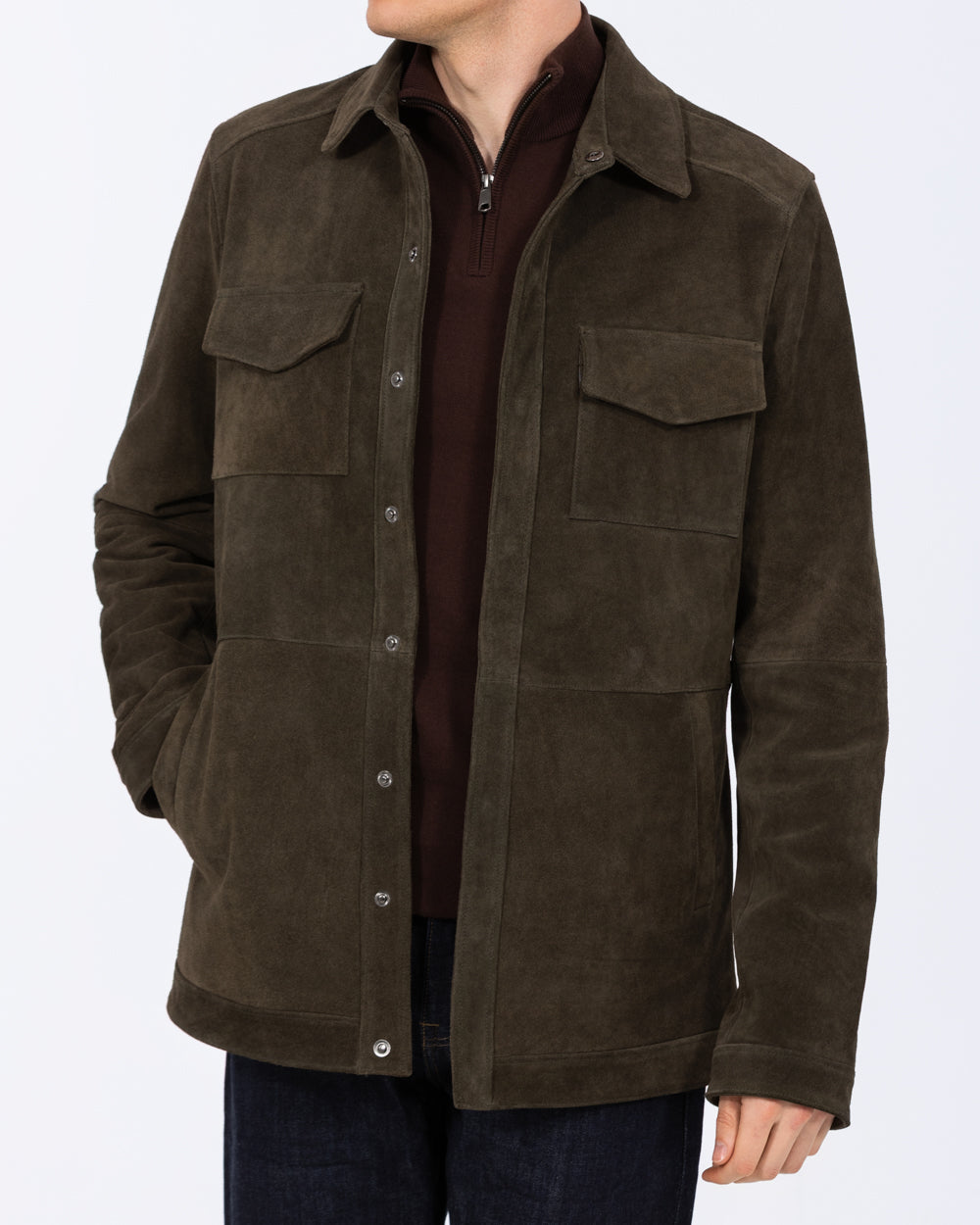 Harry Brown Tall Mens Suede Jacket (dark green) | Tall Mens