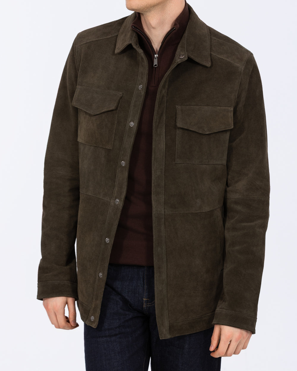 Harry Brown Tall Mens Suede Jacket (dark green) | Tall Mens