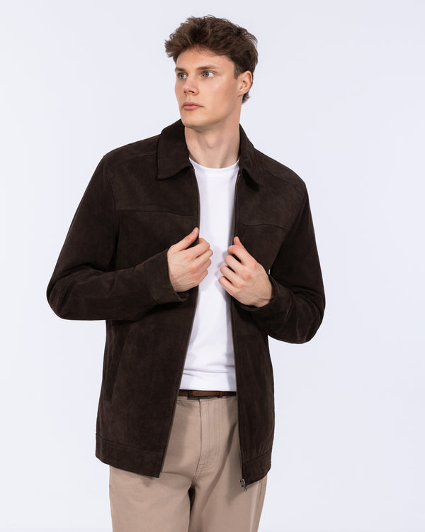 Harry Brown Tall Suede Zip Through Harrington Jacket (brown)