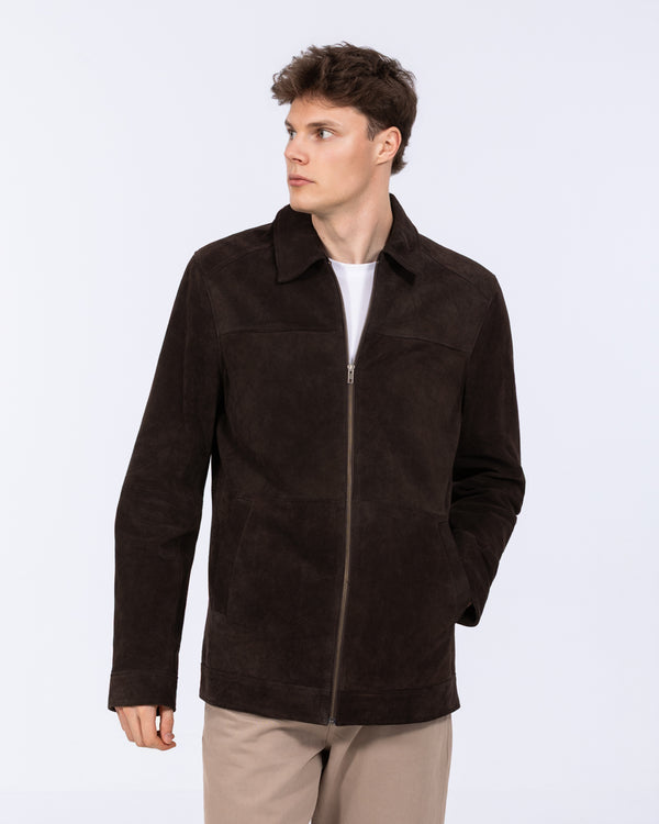 Harry Brown Tall Suede Zip Through Harrington Jacket (brown)