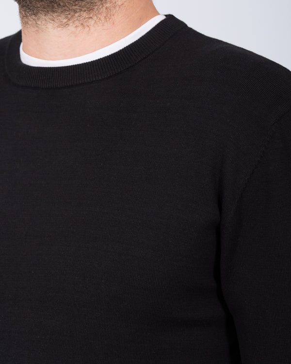 2t Austin Tall Cotton Crew Neck Jumper (black)