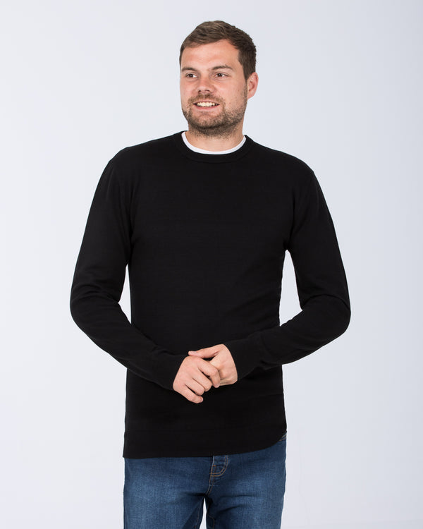 2t Austin Tall Cotton Crew Neck Jumper (black)