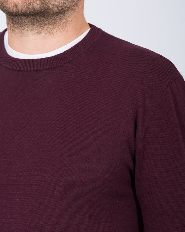 2t Austin Tall Cotton Crew Neck Jumper (burgundy)