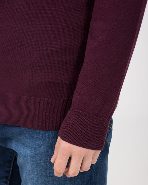 2t Austin Tall Cotton Crew Neck Jumper (burgundy)