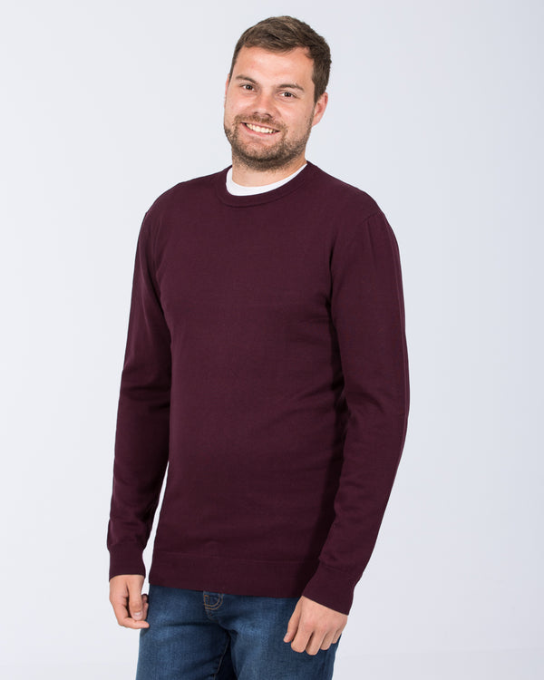 2t Austin Tall Cotton Crew Neck Jumper (burgundy)