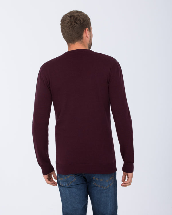 2t Austin Tall Cotton Crew Neck Jumper (burgundy)