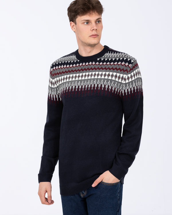 2t Finn Tall Fairisle Yoke Jumper (navy)