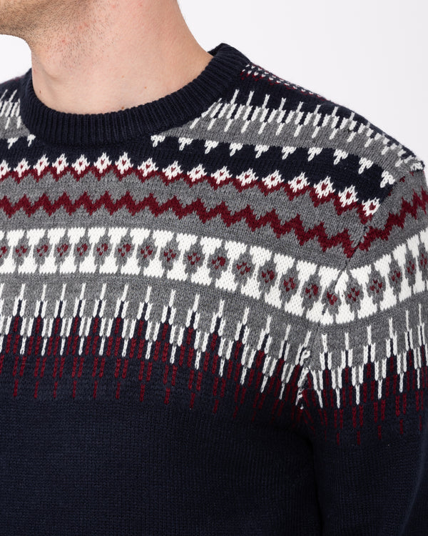 2t Finn Tall Fairisle Yoke Jumper (navy)