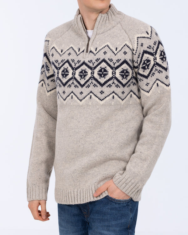 2t Tall Lambswool Blend Fairisle Jumper (silver)