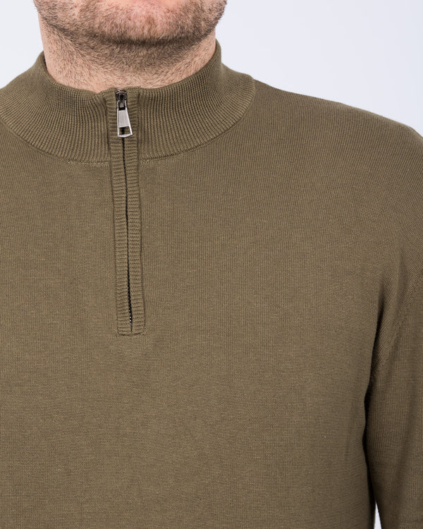 2t Niall Cotton Quarter Zip Tall Jumper (khaki)