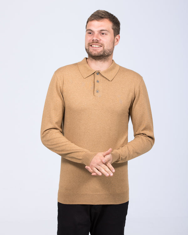 2t Luke Tall Merino Blend Polo Neck  Jumper (camel)