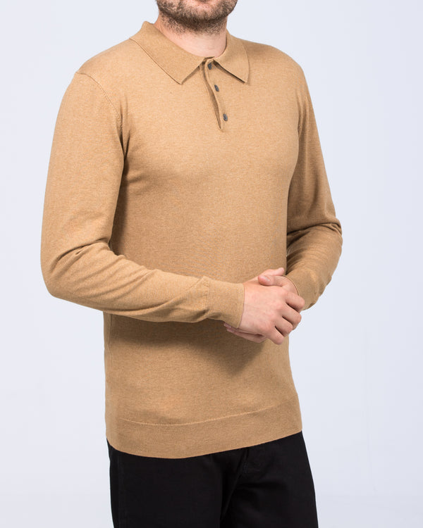 2t Luke Tall Merino Blend Polo Neck  Jumper (camel)