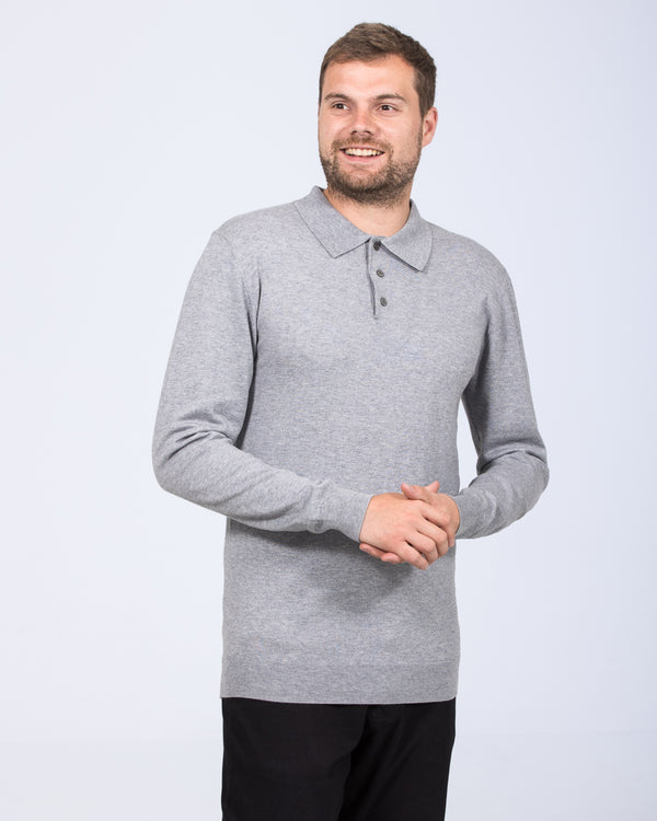 2t Luke Tall Merino Blend Polo Neck Jumper (grey)