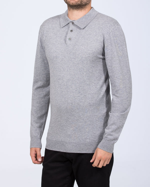 2t Luke Tall Merino Blend Polo Neck Jumper (grey)