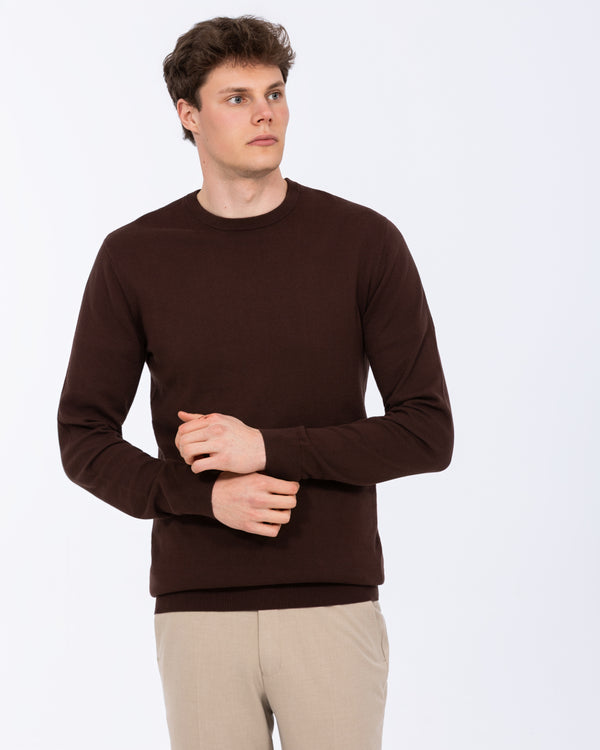 2t Austin Tall Cotton Crew Neck Jumper (chocolate)