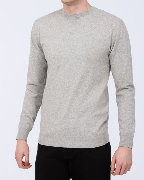 2t Austin Tall Cotton Crew Neck Jumper (light grey)