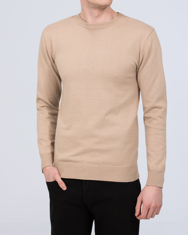2t Austin Tall Cotton Crew Neck Jumper (taupe)