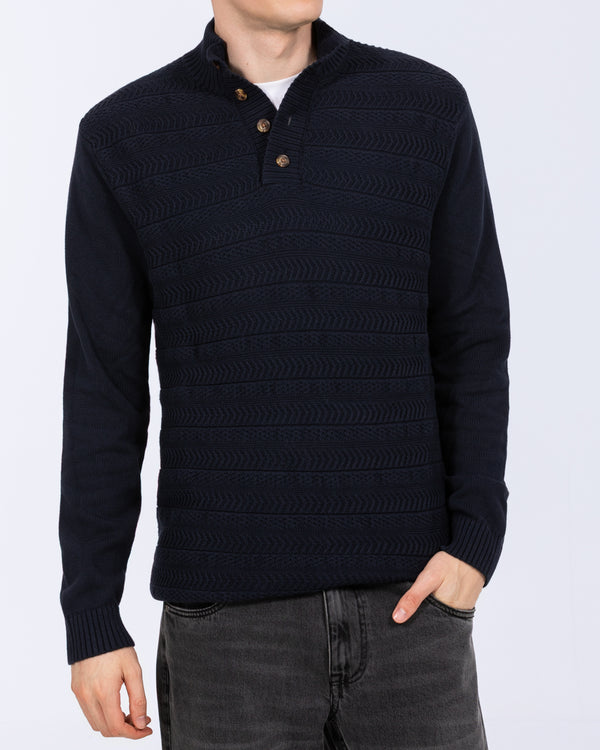 2t Irvine Tall Button Neck Jumper (navy)